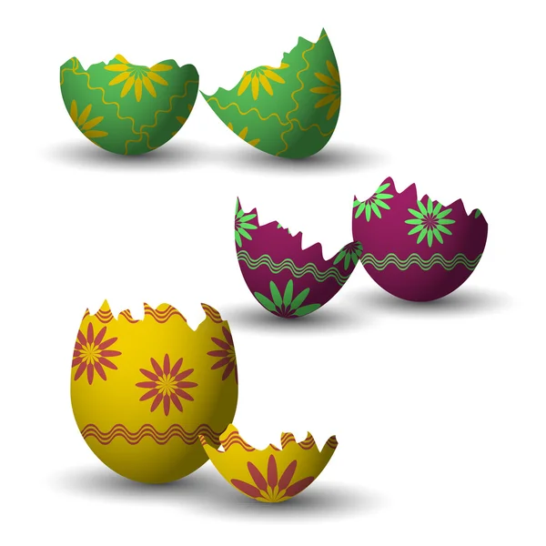 Törött húsvéti tojás gyűjtemény — Stock Vector