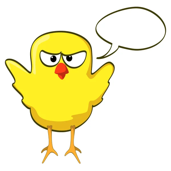 Dibujos animados pollo amarillo enojado — Vector de stock