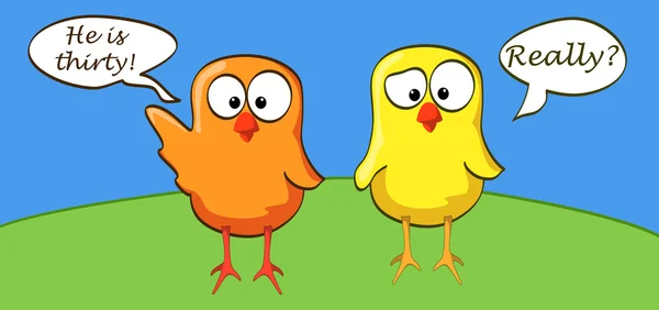 Cumpleaños de pollo de dibujos animados — Vector de stock