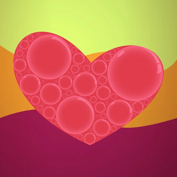Kleine bubbels rood hart grote — Stockvector