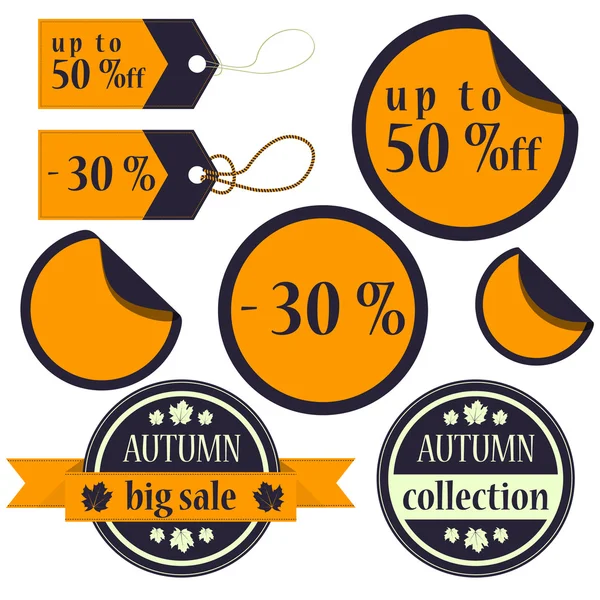 Plat herfst cedule en sticker — Stockvector