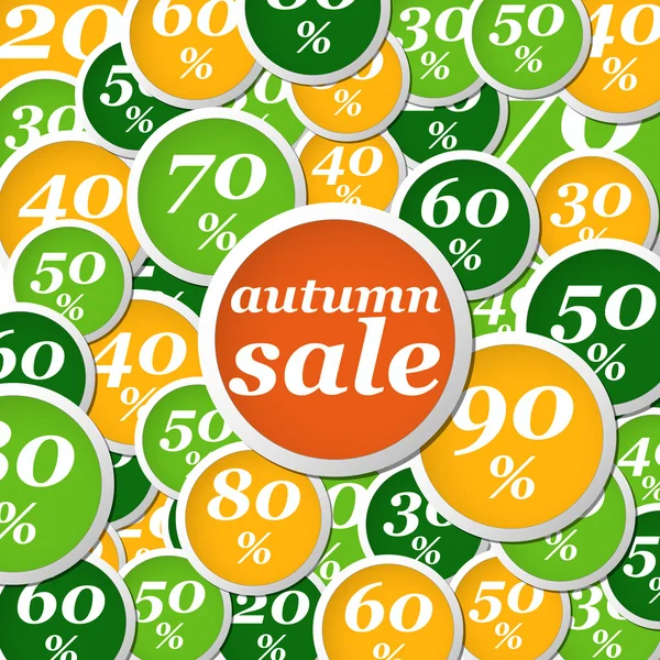 Big autumn sale circle labels discount — Stock Vector