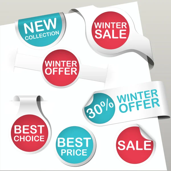 Winter labels collection with text — Stock Vector