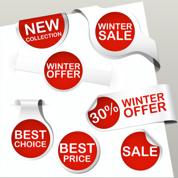 red labels collection with text