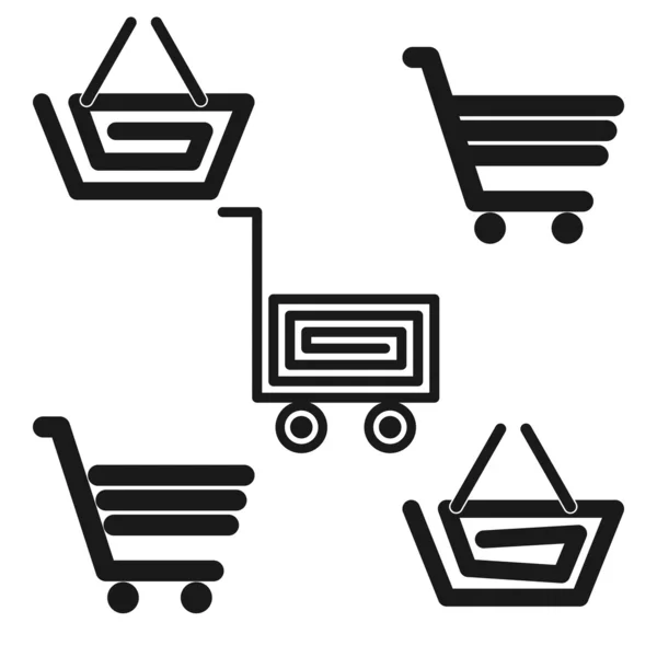 Iconos de carrito y cesta — Vector de stock