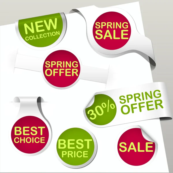 Spring labels collection with text — Stock Vector