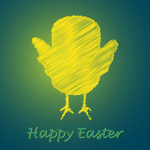 Feliz tarjeta de pollo de Pascua — Vector de stock