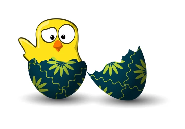 Broken easter egg with chicken wave — Stock Vector