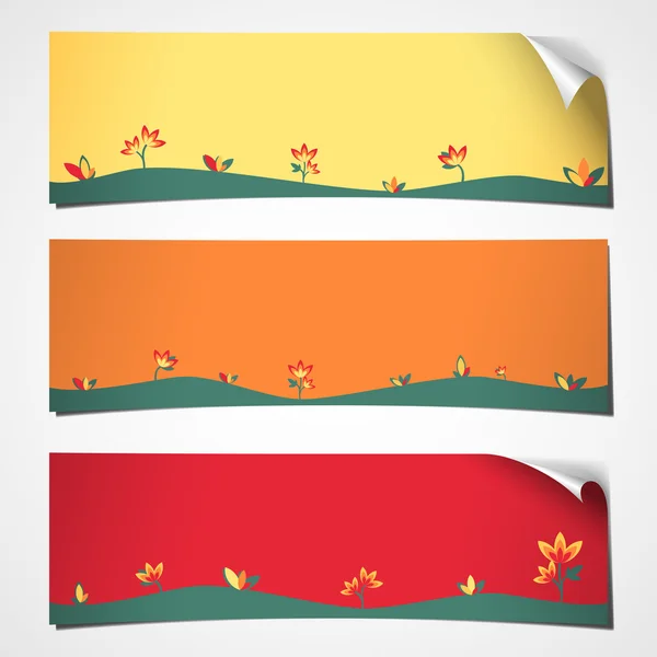 Banners curled flor de primavera — Vetor de Stock