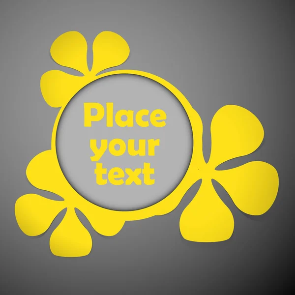 Żółty klatek kwiatowy tekst z tworzyw sztucznych — Wektor stockowy