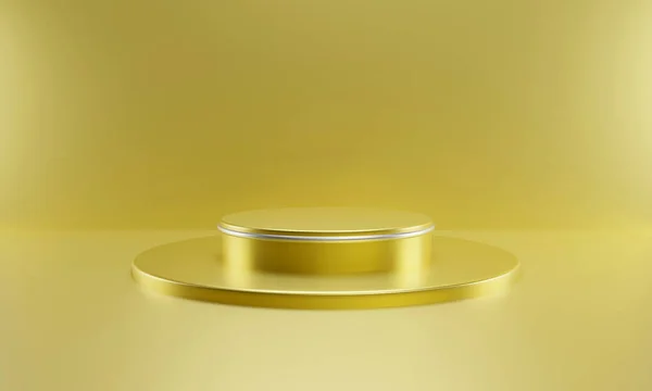 Rendering Gold Product Background Stand Podium Pedestal Advertising Display Blank — ストック写真