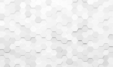 Üç boyutlu resimleme: Altıgen beyaz soyut arkaplan. Bal peteğinin 3 boyutlu dokusu. Altıgen desenli arka plan.