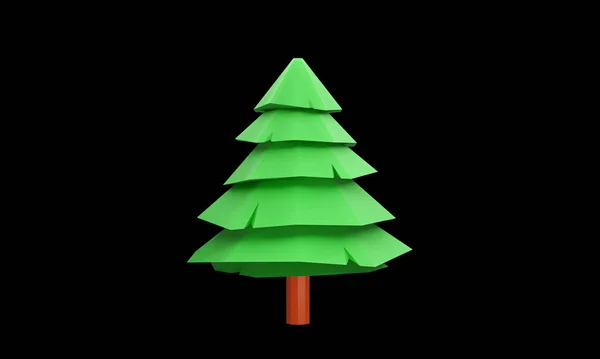 3D illustration  tree green low poly or stylized geometrical forms low poly pictures.