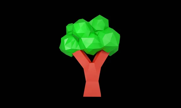 Illustration Tree Green Low Poly Stylized Geometrical Forms Low Poly — ストック写真