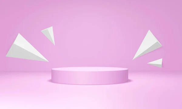 Illustration Abstract Background Pink Podium Trade Show Copy Space Pastel — ストック写真