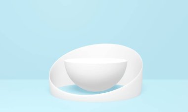 3D illustration Minimal scene with composition empty cylinder podium for product and abstract background.pastel blue empty room concept