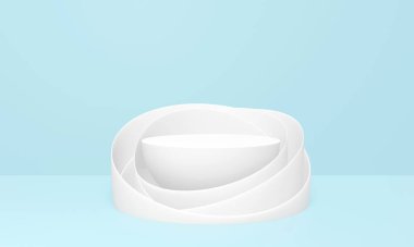 3D illustration Minimal scene with composition empty cylinder podium for product and abstract background.pastel blue empty room concept