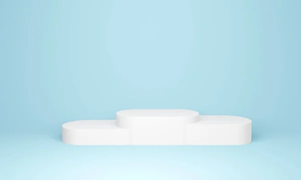 Illustration Minimal Scene Podium Abstract Background Pastel Blue Empty Room — Stockfoto