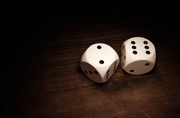 Dices Wooden Surface Render — Stock Photo, Image