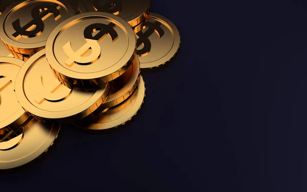 Золотые Монеты Темном Фоне Рендеринг — стоковое фото