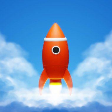 Uzay roketi fırlatıldı. 3d illüstrasyon