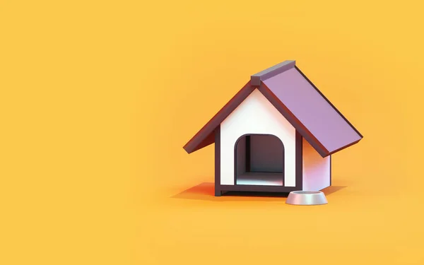 Rendering Dog House Yellow Background — Stock Photo, Image