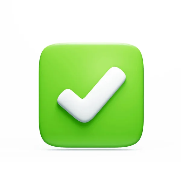Ícone Marca Verde Uma Caixa Renderização — Fotografia de Stock