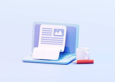 Blog konsepti. 3d illüstrasyon