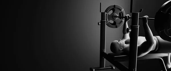 Man Gym Exercising Barbell Bench Press Illustration — Stock fotografie