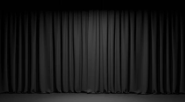 Empty theater stage with black velvet curtains. 3d illustration