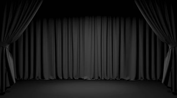 Empty Theater Stage Black Velvet Curtains Illustration — 스톡 사진