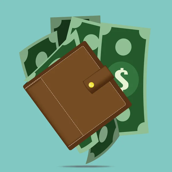 Cartera vectorial con dinero — Vector de stock