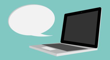 vektör labtop ile konuşma balonu