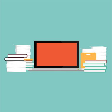 belgeyi kağıt ile vektör laptop