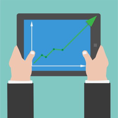 vektör grafik tablet ekranına gidiyor tutan eller
