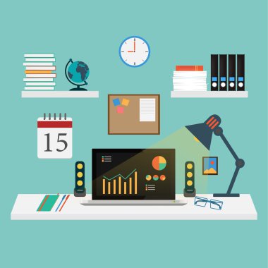 vektör flat ofis iş istasyonu