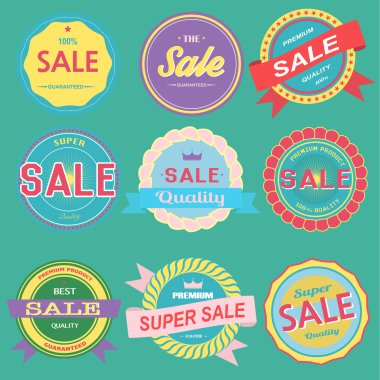 vetor de emblemas distintivos de venda