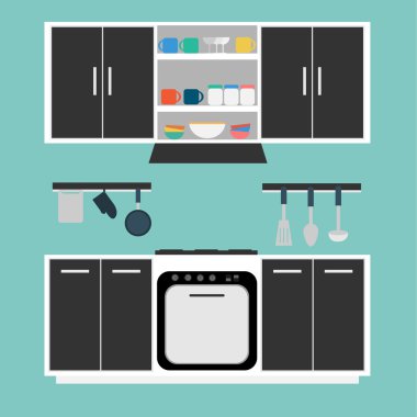 mutfak ve owen vektör