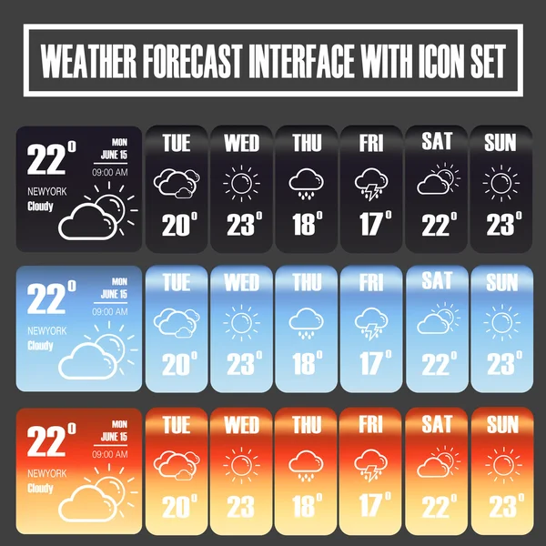 Vector of Weather Forecast interface icon set.Illustration eps10 — Stock Vector