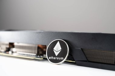 Ethereum para birimi finansal konsepti kapatır. Kripto para birimi sanal para. 
