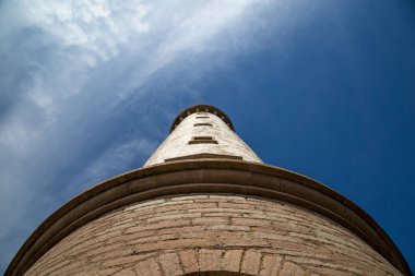 Lange Erik light house at the northern tip of Oland, Sweden under a blue sky.