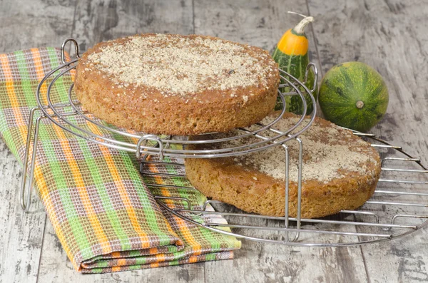 Pompoen taart met gekruide en gemalen walnoten — Stockfoto