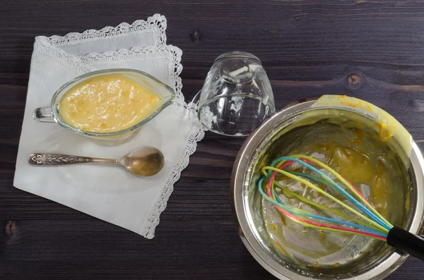 烹饪法国奶油的过程 — 图库照片