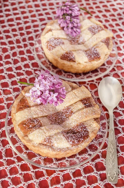 Tart (crostata) with mascarpone and chocolate cream — Stock Photo, Image