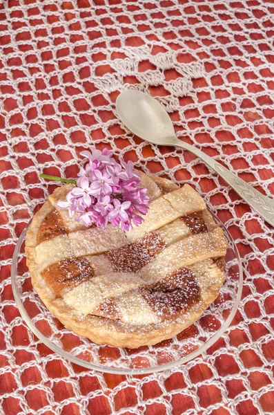 Tarte (crostata) au mascarpone et crème au chocolat — Photo