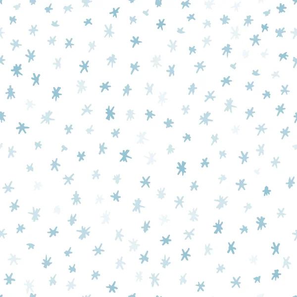 Снежный бесшовный узор изолирован на белом фоне. Наложите прозрачные текстурные элементы. Ручные чернильные кисти графический дизайн. Природная зима или осень. Плоско-голубая иллюстрация — стоковый вектор