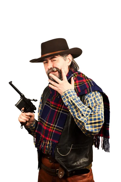 American cowboy smoking cigar — Stock Photo, Image