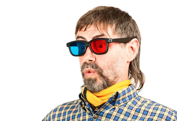 Surprised 3d spectator — Stock Photo, Image