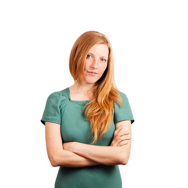 Red-haired woman smiling — Stock Photo, Image