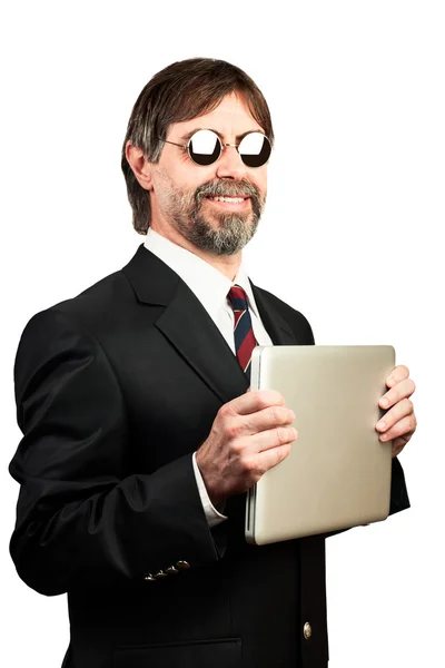 Porträtt av en affärsman som ler Stockbild